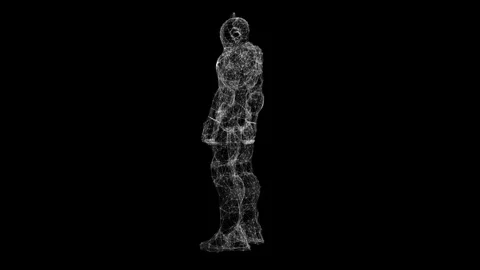 Wireframe Robot Silhouette Exploring Futuristic Digital Dimensions Stock Footage 339053270