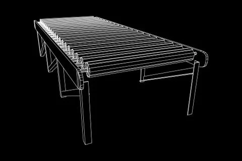 Wireframe roller conveyor Illustrazione stock