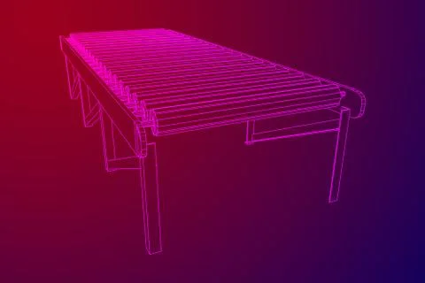 Wireframe roller conveyor Stock Illustration