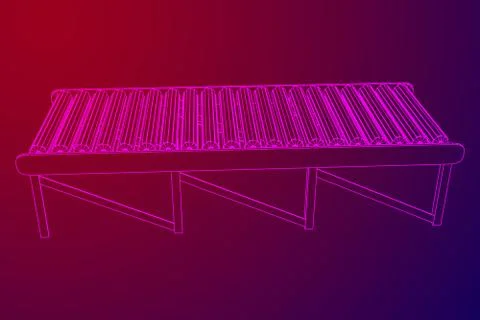 Wireframe roller conveyor Stock Illustration
