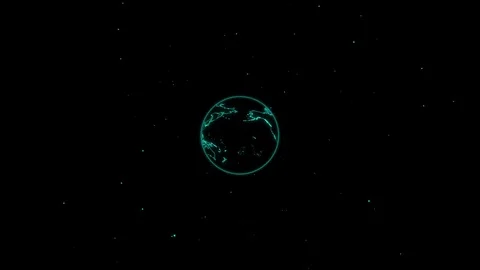 Wireframe rotating globe on star field background Stock Footage 70550551