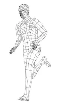 Wireframe running man. 3d illustration Stock Illustration