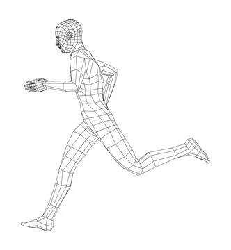 Wireframe running man. 3d illustration Stock Illustration