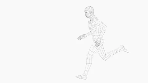 Wireframe running man, seamless Stock Footage 146216329