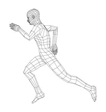 Wireframe running man. Vector Stock Illustration