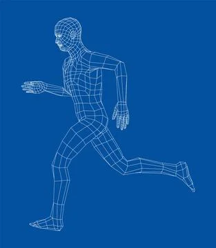 Wireframe running man. Vector Stock-Illustration