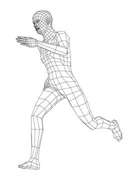 Wireframe running man. Vector Illustrazione stock