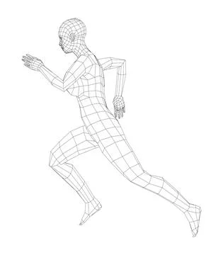 Wireframe running woman. Vector Stock Illustration