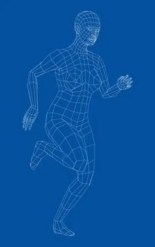 Wireframe running woman. Vector Stock-Illustration