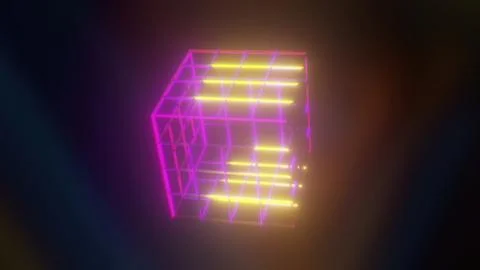 Wireframe sci fi cube Illustrazione stock