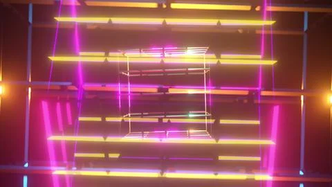 Wireframe sci fi cube Illustrazione stock