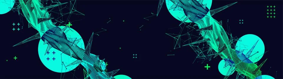 Wireframe science background with plexus effect. Futuristic vector illustrati Stock Illustration