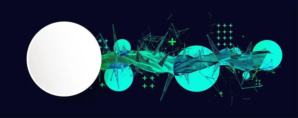 Wireframe science background with plexus effect. Futuristic vector illustrati Stock Illustration