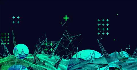 Wireframe science background with plexus effect. Futuristic vector illustrati Stock Illustration