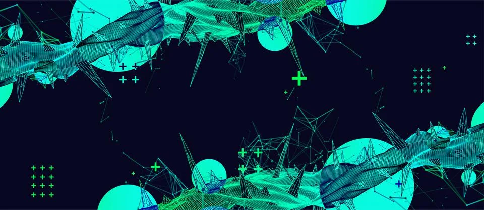 Wireframe science background with plexus effect. Futuristic vector illustrati Stock Illustration