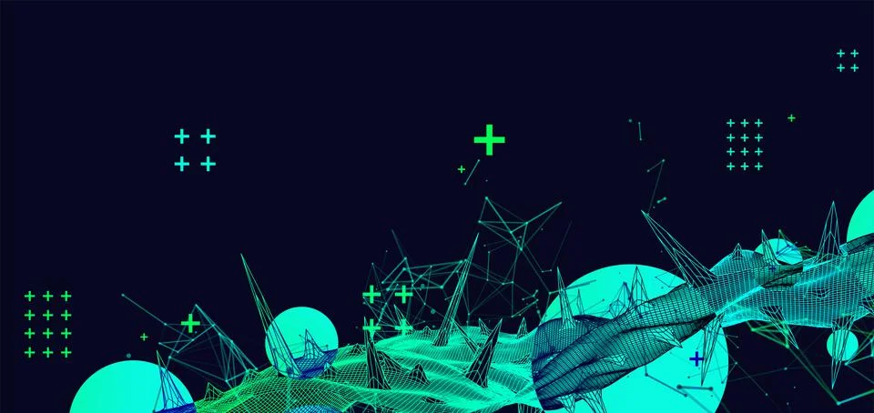 Wireframe science background with plexus effect. Futuristic vector illustrati 스톡 일러스트
