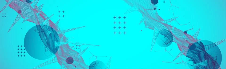 Wireframe science background with plexus effect. Futuristic vector illustrati Stock Illustration