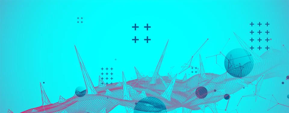 Wireframe science background with plexus effect. Futuristic vector illustrati 库存插图