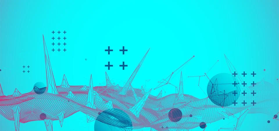 Wireframe science background with plexus effect. Futuristic vector illustrati 스톡 일러스트