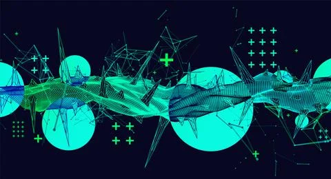 Wireframe science background with plexus effect. Futuristic vector illustrati Stock Illustration