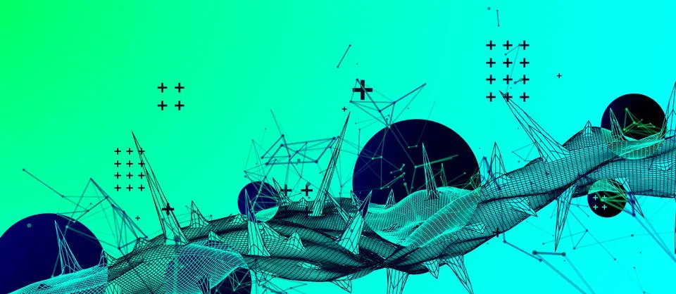 Wireframe science background with plexus effect. Futuristic vector illustrati Stock Illustration