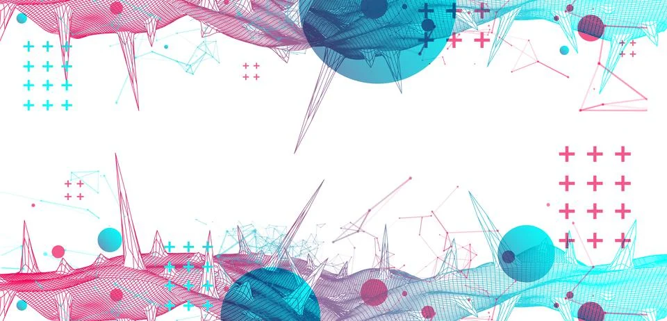 Wireframe science background with plexus effect. Futuristic vector illustrati 库存插图