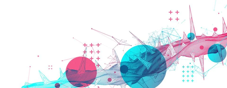 Wireframe science background with plexus effect. Futuristic vector illustrati Stock Illustration