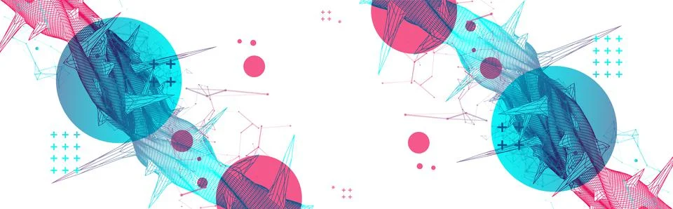 Wireframe science background with plexus effect. Futuristic vector illustrati Stock Illustration