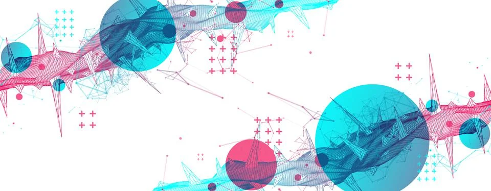 Wireframe science background with plexus effect. Futuristic vector illustrati Stock Illustration