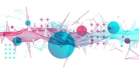 Wireframe science background with plexus effect. Futuristic vector illustrati イラスト素材
