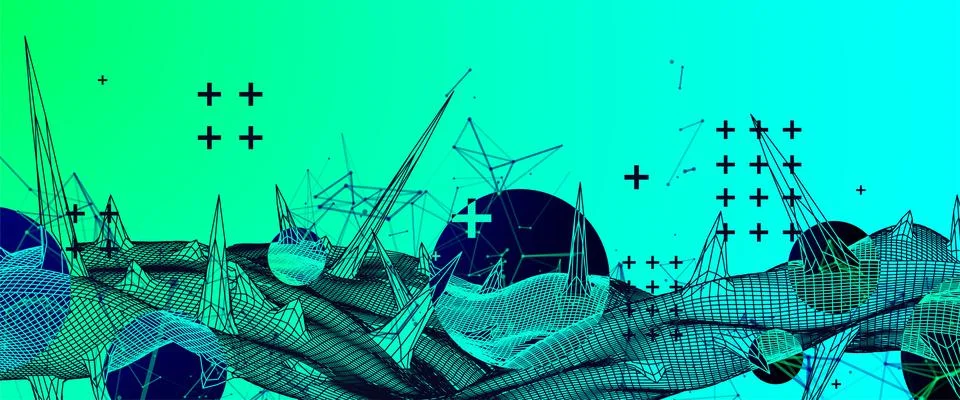 Wireframe science background with plexus effect. Futuristic vector illustrati 스톡 일러스트