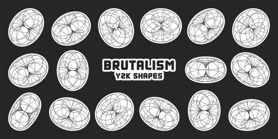 Wireframe shapes, lined torus. Perspective mesh, 3d grid. Modern trendy low poly Stock Illustration