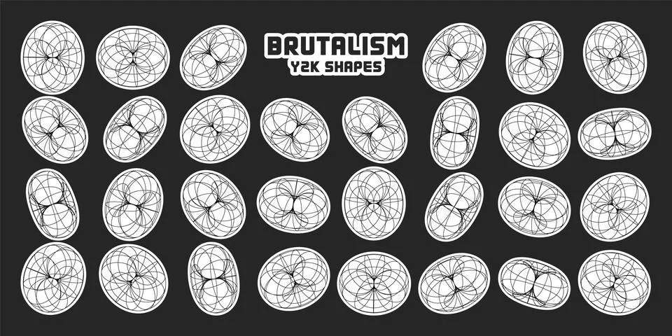 Wireframe shapes, lined torus. Perspective mesh, 3d grid. Modern trendy low poly Stock-Illustration