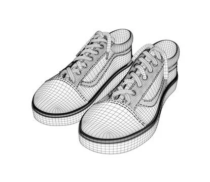 Wireframe sneakers on white background. Run Concept. Vector illustration. Stock Illustration