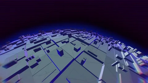 Wireframe space station. Seamless neon retro futuristic animation 스톡 동영상 149849715