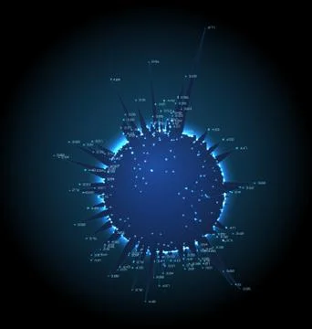 Wireframe Sphere, Big Data Abstract Background Illustrazione stock