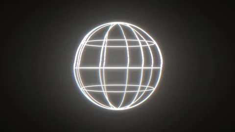 Wireframe Sphere Box With Glitch Vintage Fx Stock Footage 128308890