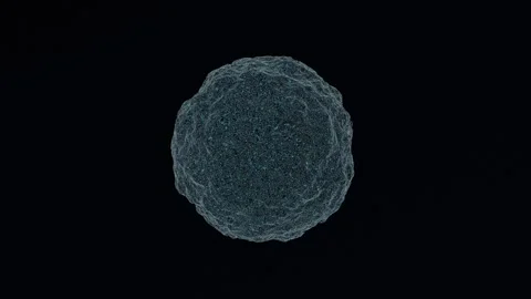 Wireframe sphere deforms as blue and white particles swirl around it Video stock 329308824