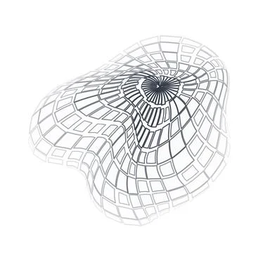 Wireframe sphere distorted globe isolated on white background. 3d cell network. 스톡 일러스트