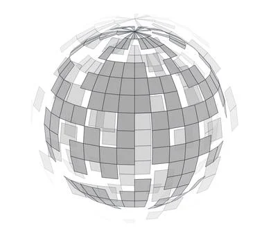 Wireframe sphere globe isolated on white background. 3d cell network. 스톡 일러스트
