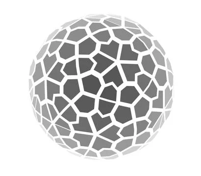 Wireframe sphere globe isolated on white background. 3d cell network. Illustrazione stock