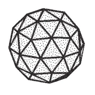 Wireframe sphere globe isolated on white background. 3d cell network. 库存插图