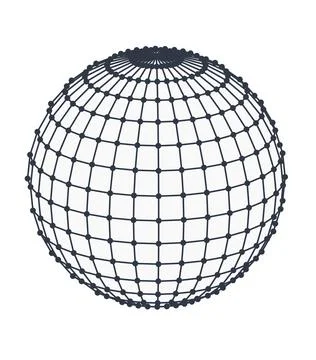 Wireframe sphere globe isolated on white background. 3d cell network. Illustrazione stock