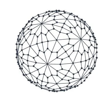 Wireframe sphere globe isolated on white background. 3d cell network. 库存插图