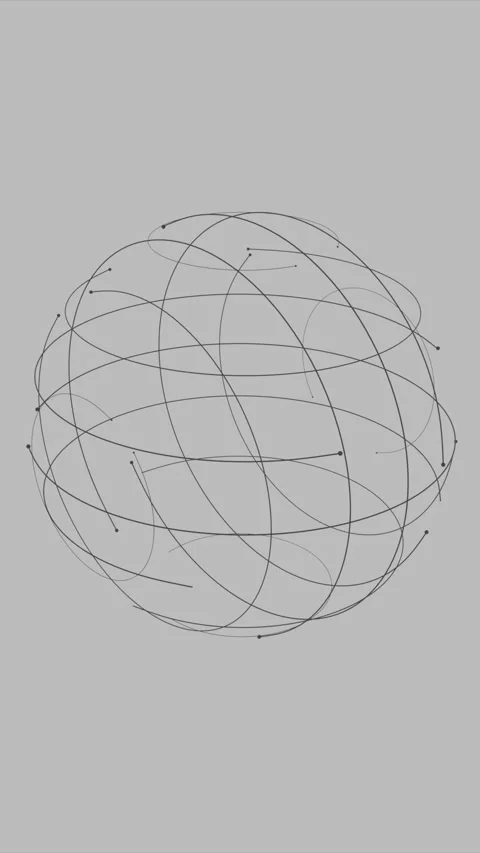 Wireframe sphere with lines and dots vertical seamless rotation. Network Stock Footage 259835041