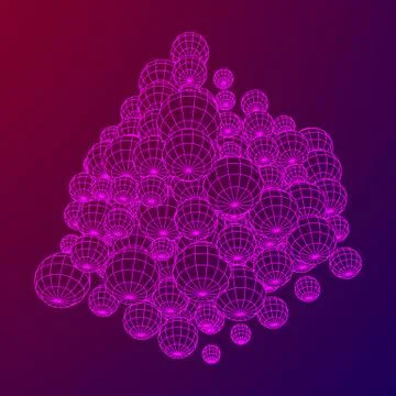 Wireframe Sphere Mesh Cube. Stock Illustration