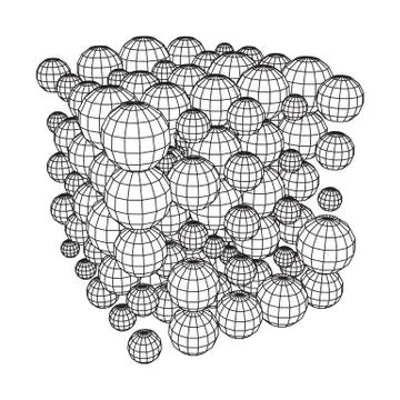 Wireframe Sphere Mesh Cube. Stock Illustration