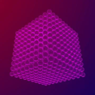 Wireframe Sphere Mesh Cube. 库存插图