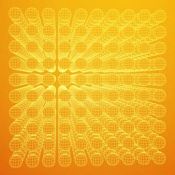 Wireframe Sphere Mesh Cube. 库存插图
