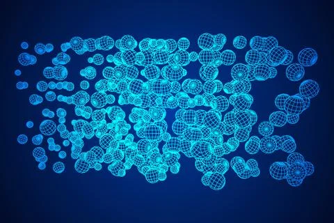 Wireframe Sphere Mesh Flow Illustrazione stock